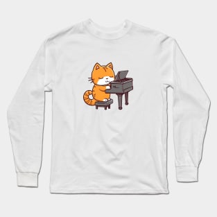 Cat Playing Piano Long Sleeve T-Shirt